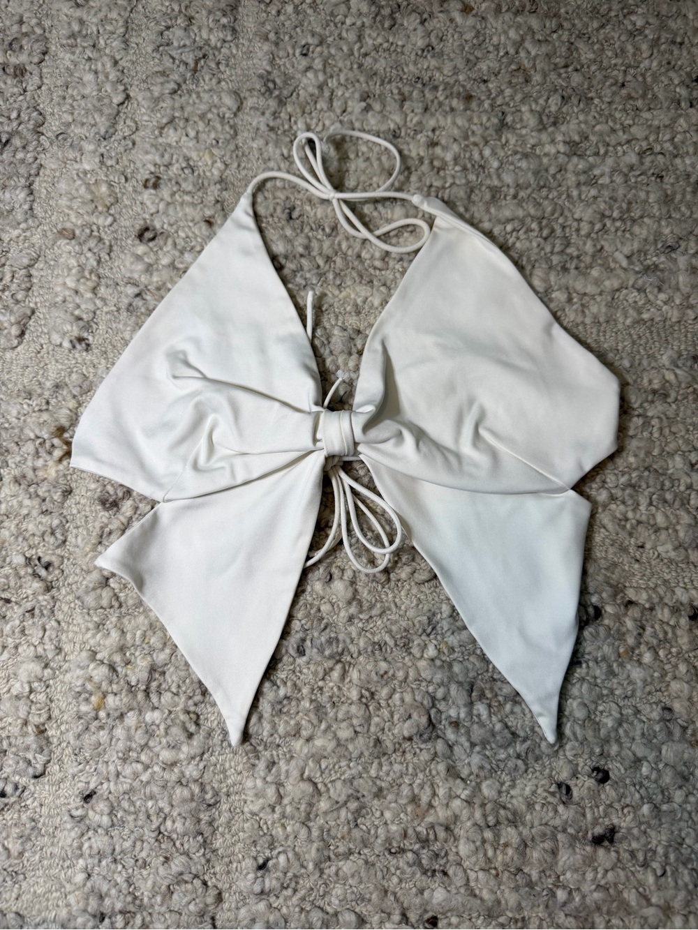 Bershka White Bow-Front Halter Crop Top